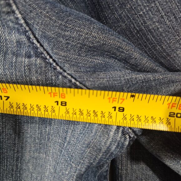 J. Jill Chambrey Shirt Medium Blue Tunic Legnth Soft Button Up Boho Minimalist - Picture 7 of 7